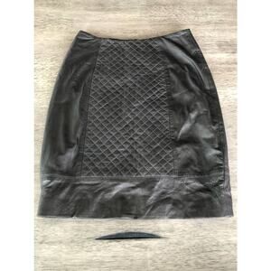 Ronny Kobo Mahogany Leather Quilted Gia Skirt - XS